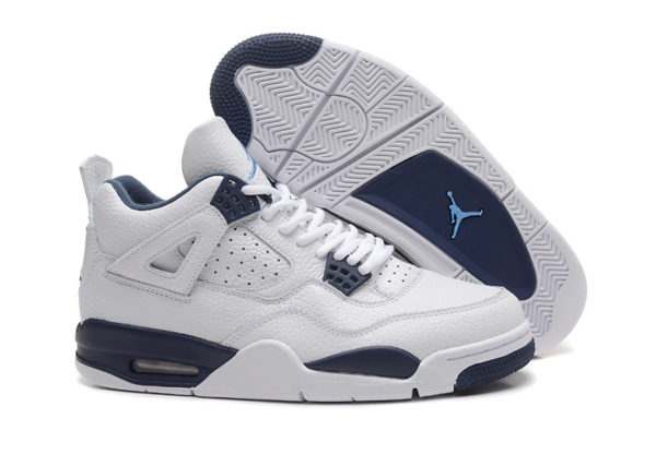 Nike Air Jordan 4 Retro белые с синим кожа (40-45)