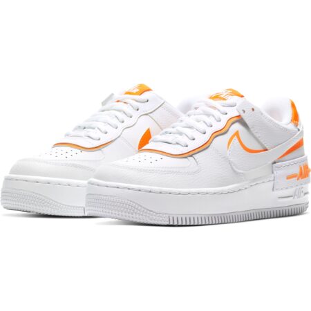 Nike Air Force 1 Shadow белые с оранжевым кожаные женские (35-39)