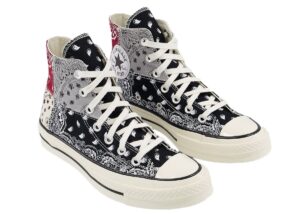 Converse All Star Chuck Taylor X Offspring Paisley чёрно-белые с красным женские (35-40)