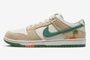 Nike SB Dunk Low Jarritos серо-бежевые с зеленым кожаные мужские (40-44)